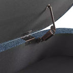 Homy Casa Oval Upholstered Storage Bench with Lift-Top Lid, Blue Fabric Ottoman with Wood Legs