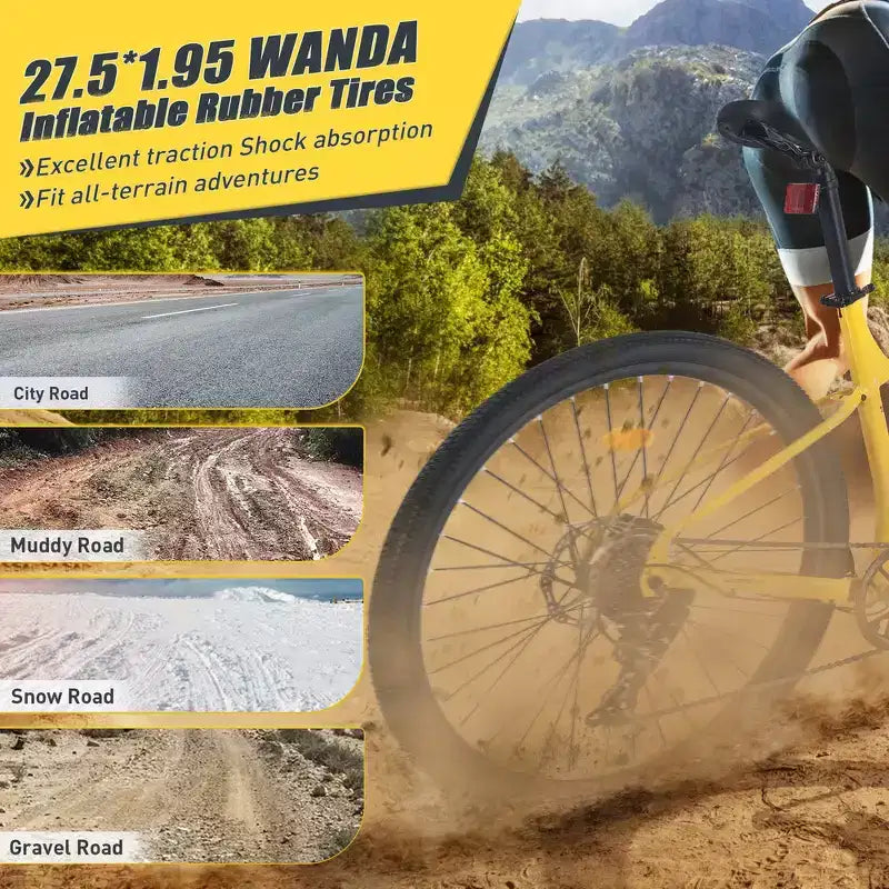Mountain bike Whisen 27.5 con cambio posteriore a 8 velocità, sospensione anteriore, telaio in acciaio