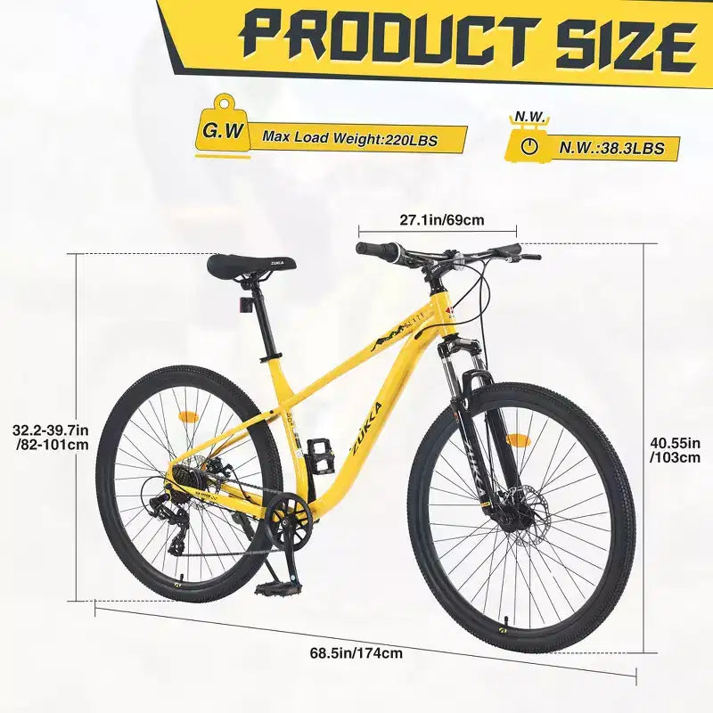 Mountain bike Whisen 27.5 con cambio posteriore a 8 velocità, sospensione anteriore, telaio in acciaio