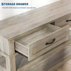 3-Tier Console Table, 47 Retro Entryway Table with 2 Storage Drawers ,Narrow Wooden Sofa Table with Open Shelf for Living Room, Foyer, Hallway
