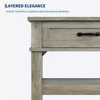 3-Tier Console Table, 47 Retro Entryway Table with 2 Storage Drawers ,Narrow Wooden Sofa Table with Open Shelf for Living Room, Foyer, Hallway