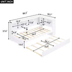 Wooden Twin Size Daybed with Trundle and Storage Cabinet, Floor Day Bed Frame w/L-Shaped Bookcase Shelves and USB Ports for Bedroom