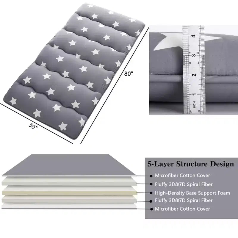 Japanese Futon Mattress Floor Mattress - Floral Pattern Tatami Mat, Sleeping Pad for Camping/Travel