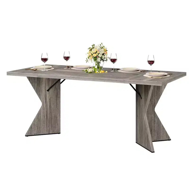 COZONY 6-Person Rectangular Dining Table, Retro Kitchen Table with Sturdy Frame, Farmhouse Dining Room Table for Family Gatherings