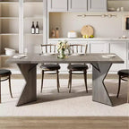 COZONY 6-Person Rectangular Dining Table, Retro Kitchen Table with Sturdy Frame, Farmhouse Dining Room Table for Family Gatherings