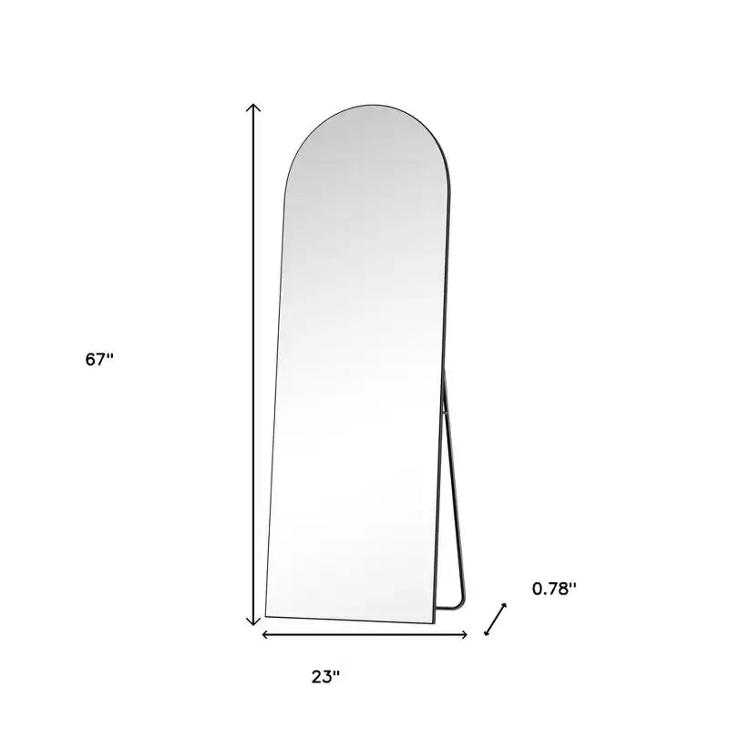 HomeRoots 67 Black Metal Arch Freestanding and Wall Mount Framed Full Length Mirror