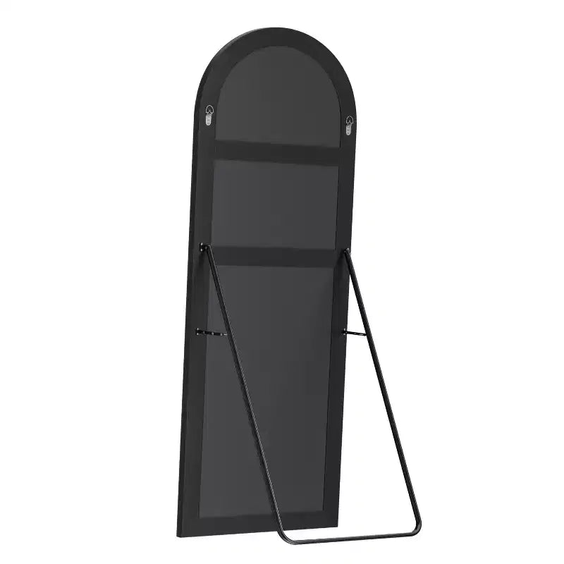HomeRoots 67 Black Metal Arch Freestanding and Wall Mount Framed Full Length Mirror