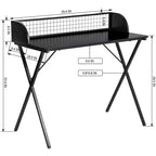 FurnitureR 40 Computer Desk with Grid Storage Shelf, Gaming Desk with Sturdy X-Shaped Metal Frame, Home Office Writing Table for Gaming & Study,Black