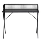 FurnitureR 40 Computer Desk with Grid Storage Shelf, Gaming Desk with Sturdy X-Shaped Metal Frame, Home Office Writing Table for Gaming & Study,Black