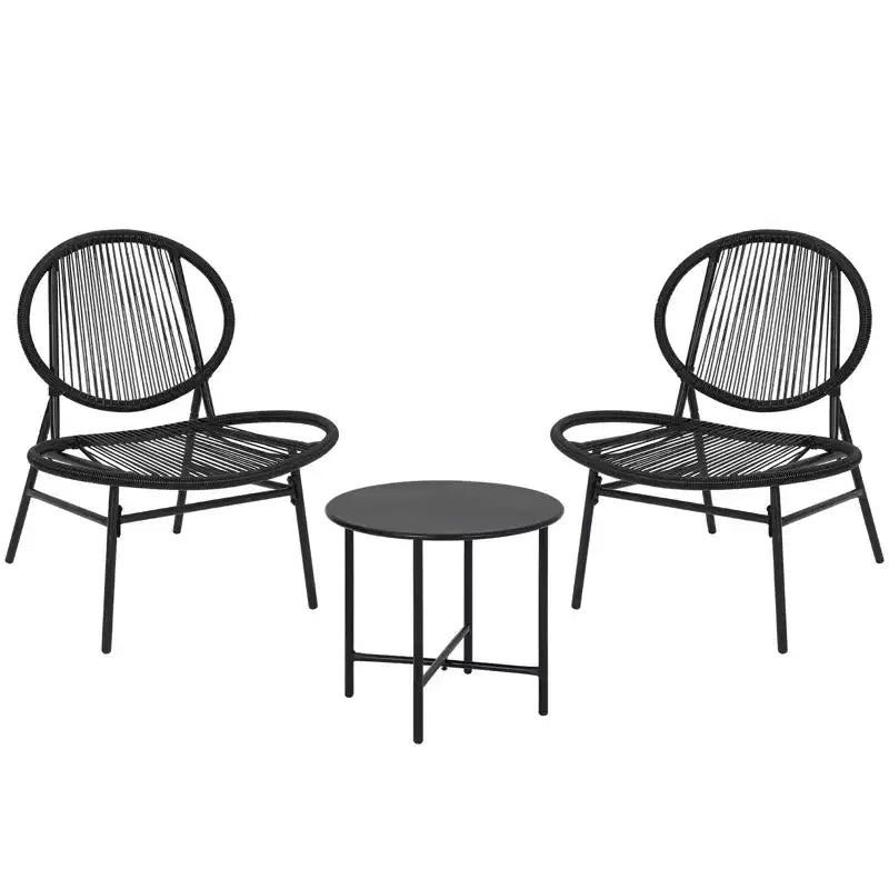 Dining table and chair set, three-piece set, modern rattan furniture, suitable for use in the dining room, living room, garden or balcony.