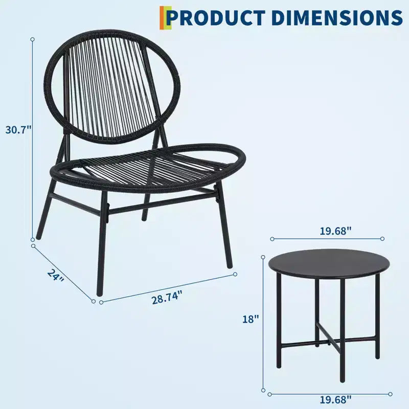 Dining table and chair set, three-piece set, modern rattan furniture, suitable for use in the dining room, living room, garden or balcony.