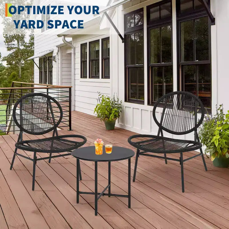 Dining table and chair set, three-piece set, modern rattan furniture, suitable for use in the dining room, living room, garden or balcony.
