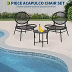 Dining table and chair set, three-piece set, modern rattan furniture, suitable for use in the dining room, living room, garden or balcony.