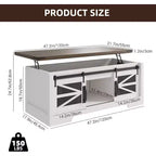 47 Lift Top Coffee Table with Hidden Compartment and Storage Shelf, Multifunction Coffee Table