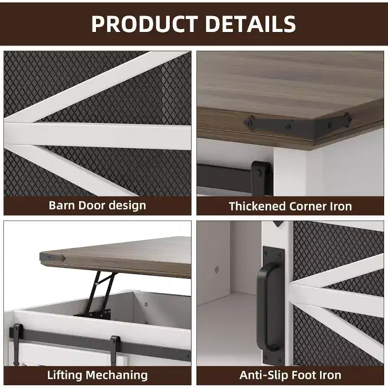 47 Lift Top Coffee Table with Hidden Compartment and Storage Shelf, Multifunction Coffee Table
