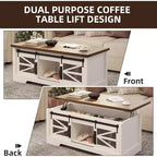 47 Lift Top Coffee Table with Hidden Compartment and Storage Shelf, Multifunction Coffee Table