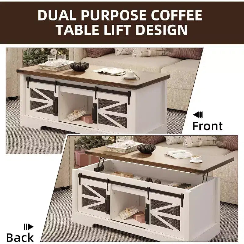 47 Lift Top Coffee Table with Hidden Compartment and Storage Shelf, Multifunction Coffee Table