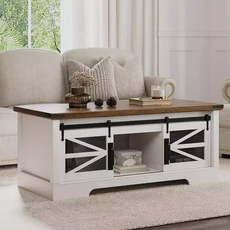 47 Lift Top Coffee Table with Hidden Compartment and Storage Shelf, Multifunction Coffee Table