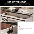 47 Lift Top Coffee Table with Hidden Compartment and Storage Shelf, Multifunction Coffee Table