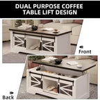 47 Lift Top Coffee Table with Hidden Compartment and Storage Shelf, Multifunction Coffee Table