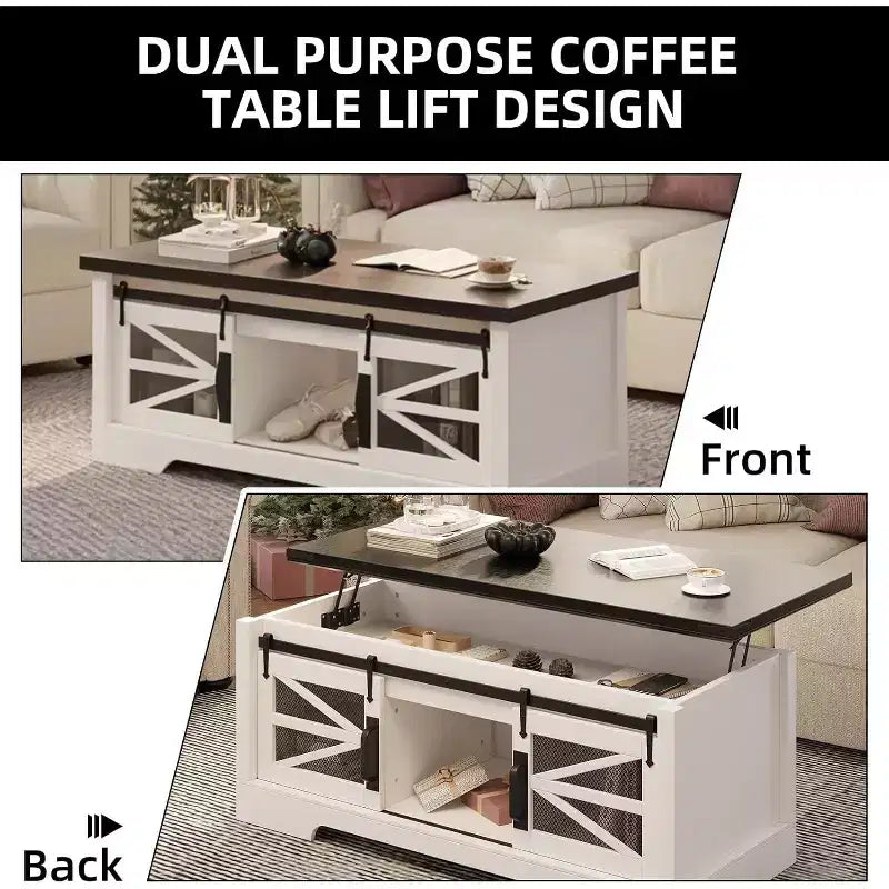 47 Lift Top Coffee Table with Hidden Compartment and Storage Shelf, Multifunction Coffee Table