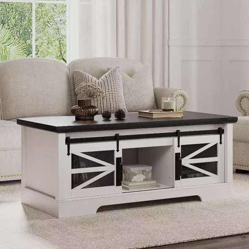 47 Lift Top Coffee Table with Hidden Compartment and Storage Shelf, Multifunction Coffee Table