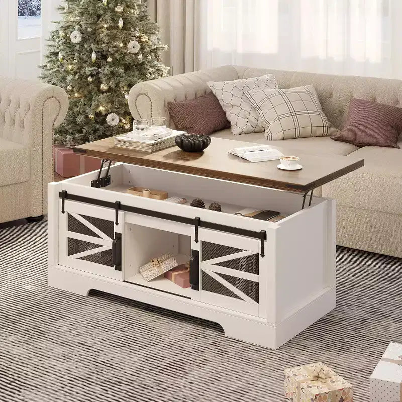 47 Lift Top Coffee Table with Hidden Compartment and Storage Shelf, Multifunction Coffee Table