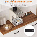 71 Pantry Cabinet with Charging Station, Kitchen Pantry Storage Cabinet with Drawers and Countertop, Farmhouse Kitchen Hutch Cabinets Food Pantry