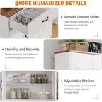 71 Pantry Cabinet with Charging Station, Kitchen Pantry Storage Cabinet with Drawers and Countertop, Farmhouse Kitchen Hutch Cabinets Food Pantry