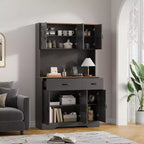 71 Pantry Cabinet with Charging Station, Kitchen Pantry Storage Cabinet with Drawers and Countertop, Farmhouse Kitchen Hutch Cabinets Food Pantry