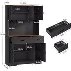 71 Pantry Cabinet with Charging Station, Kitchen Pantry Storage Cabinet with Drawers and Countertop, Farmhouse Kitchen Hutch Cabinets Food Pantry