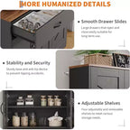 71 Pantry Cabinet with Charging Station, Kitchen Pantry Storage Cabinet with Drawers and Countertop, Farmhouse Kitchen Hutch Cabinets Food Pantry