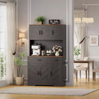 71 Pantry Cabinet with Charging Station, Kitchen Pantry Storage Cabinet with Drawers and Countertop, Farmhouse Kitchen Hutch Cabinets Food Pantry