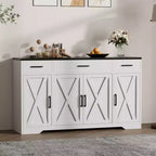 4 Doors, Modern Farmhouse Buffet Storage Cabinet Modern Large Wood Farmhouse  Large Modern Buffet Cabinet