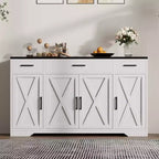 4 Doors, Modern Farmhouse Buffet Storage Cabinet Modern Large Wood Farmhouse  Large Modern Buffet Cabinet