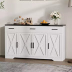 4 Doors, Modern Farmhouse Buffet Storage Cabinet Modern Large Wood Farmhouse  Large Modern Buffet Cabinet