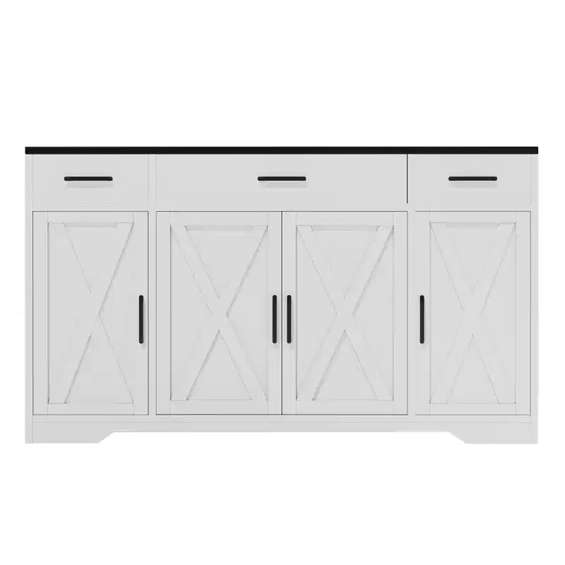 4 Doors, Modern Farmhouse Buffet Storage Cabinet Modern Large Wood Farmhouse  Large Modern Buffet Cabinet