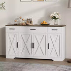 4 Doors, Modern Farmhouse Buffet Storage Cabinet Modern Large Wood Farmhouse  Large Modern Buffet Cabinet