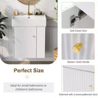 Floating Bathroom Vanity with Ceramic Top Sink, Right/Left Side Storage Space, Wall-Mounted Wooden Bathroom Cabinet for Small Bathroom
