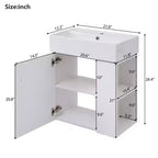 Floating Bathroom Vanity with Ceramic Top Sink, Right/Left Side Storage Space, Wall-Mounted Wooden Bathroom Cabinet for Small Bathroom