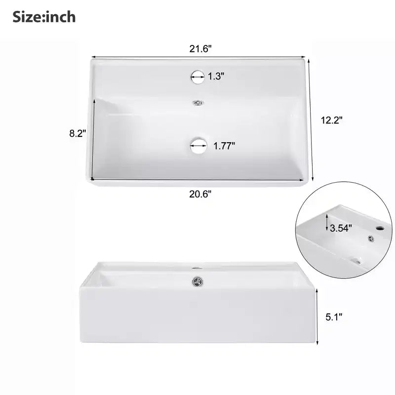 Floating Bathroom Vanity with Ceramic Top Sink, Right/Left Side Storage Space, Wall-Mounted Wooden Bathroom Cabinet for Small Bathroom
