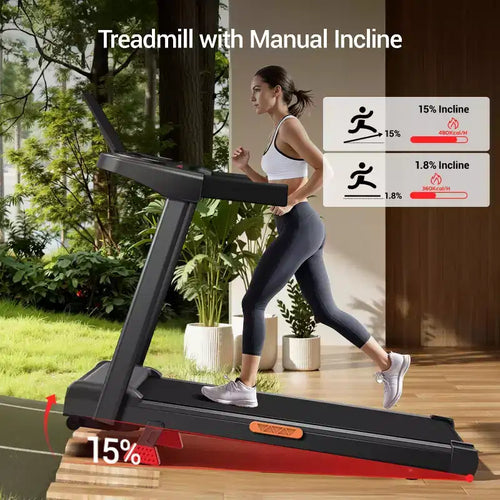 Tapis Roulant Inclinato al 15% con Maniglie, Tapis Roulant Portatile 3-in-1 per Casa e Ufficio, Tapis Roulant Pieghevole con Capacità di Peso di 136 kg (15)