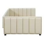 Wooden Mother & Child Bed Frame Queen and Twin XL Size Daybed, PU Leather Upholstered Grounded Platform Bed