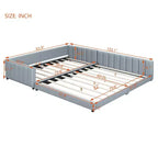 Wooden Mother & Child Bed Frame Queen and Twin XL Size Daybed, PU Leather Upholstered Grounded Platform Bed
