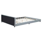 Wooden Mother & Child Bed Frame Queen and Twin XL Size Daybed, PU Leather Upholstered Grounded Platform Bed