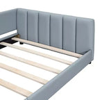 Wooden Mother & Child Bed Frame Queen and Twin XL Size Daybed, PU Leather Upholstered Grounded Platform Bed
