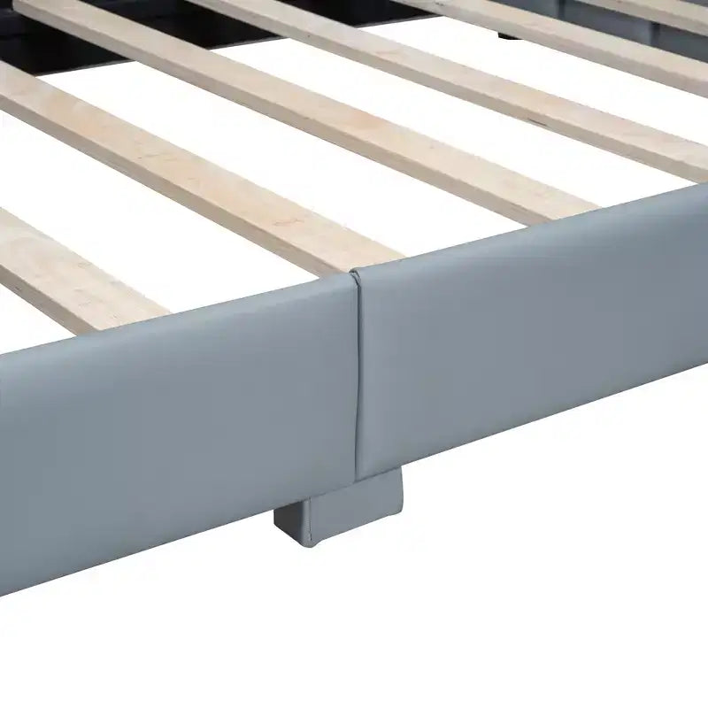 Wooden Mother & Child Bed Frame Queen and Twin XL Size Daybed, PU Leather Upholstered Grounded Platform Bed