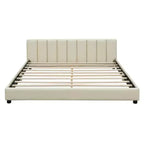 Wooden Mother & Child Bed Frame Queen and Twin XL Size Daybed, PU Leather Upholstered Grounded Platform Bed