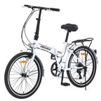 Bicicletta Pieghevole Okak 24IN con 7 Velocità e Telaio in Acciaio, Biciclette Cruiser con Portapacchi Posteriore e Parafango, Bici per Adulti per Viaggi e Pendolarismo