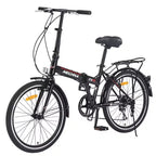 Bicicletta Pieghevole Okak 24IN con 7 Velocità e Telaio in Acciaio, Biciclette Cruiser con Portapacchi Posteriore e Parafango, Bici per Adulti per Viaggi e Pendolarismo